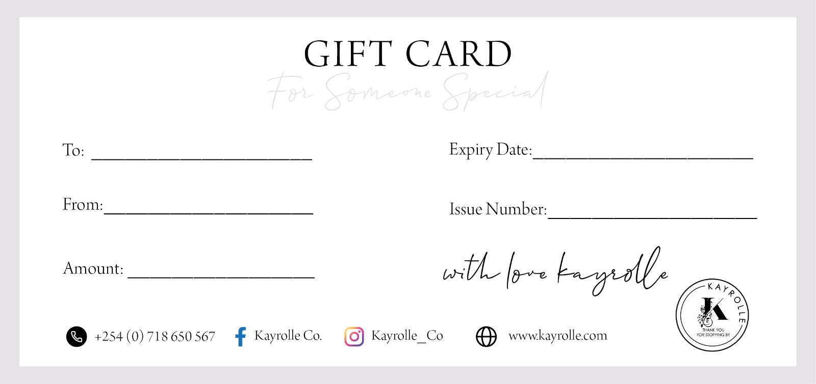 Kay Special Gift Card