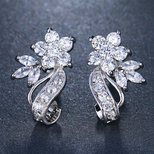 Cute Flower zirconia stud earrings
